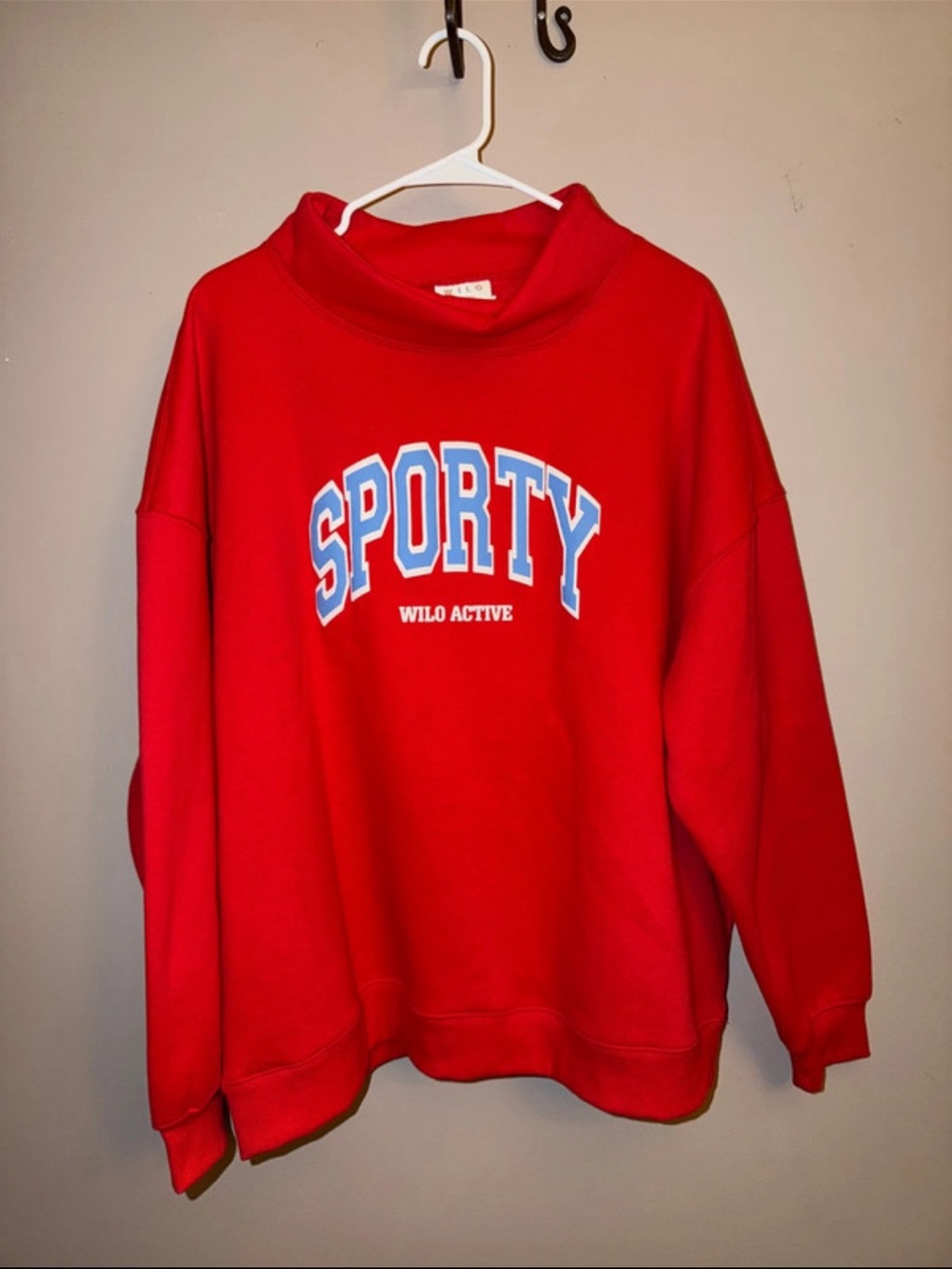 Wilo the Label Red "Sporty" Graphic Pullover Sweatshirt